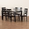 Baxton Studio Luisa Modern and Contemporary Two-Tone Dark Brown and Walnut Brown Finished Wood 7-Piece Dining Set 178-11384-10519-Zoro - alternate 3